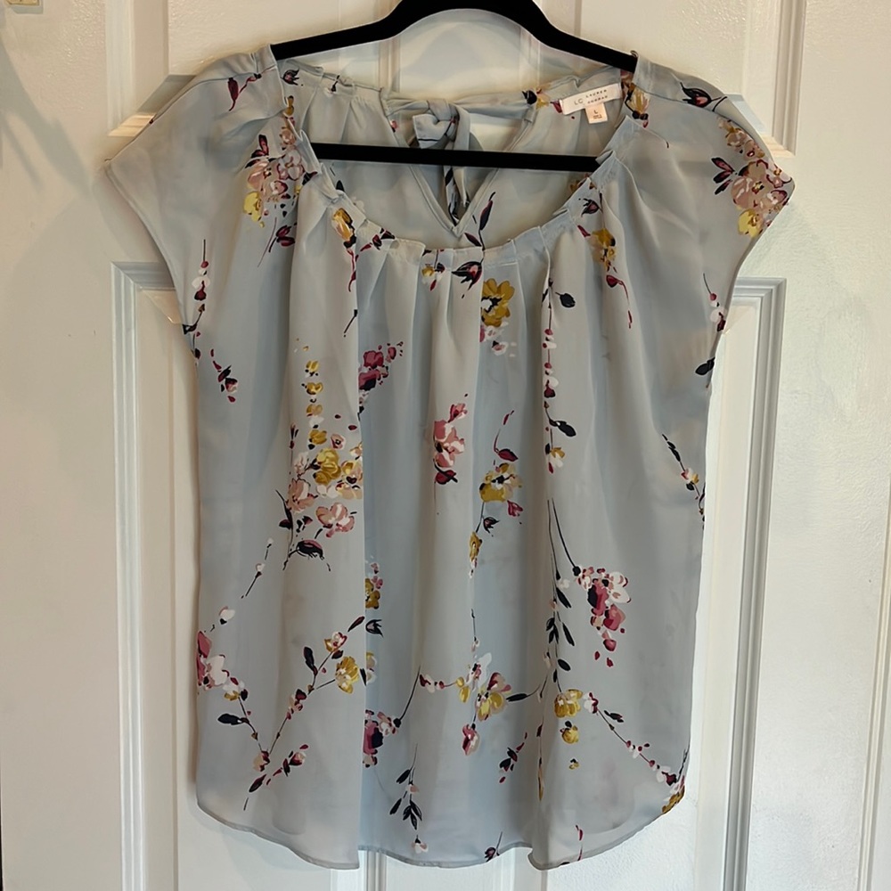 LC Lauren Conrad pleat neck floral top